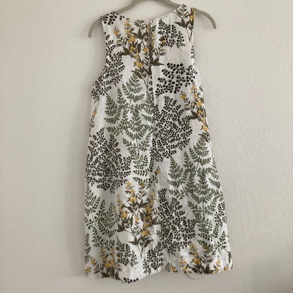 Cynthia Rowley 100% Linen White Floral Fern Shift Dress Womens Small Lagenlook - Picture 7 of 11